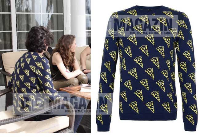Medcezir Mert - Pizza Desen Kazak - Topman