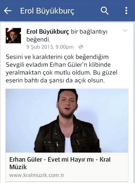evladı gibi sevdigi genç sanatçı erhan güler'i bu gü zel sözlerle paylaştı sayfasında
